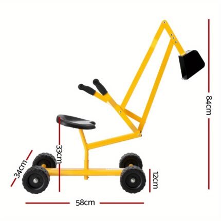 Yellow Ride-On Excavator with Rotating Seat