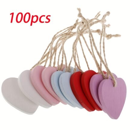 Multicolour Wooden Hanging Heart Craft Kit (100pcs)