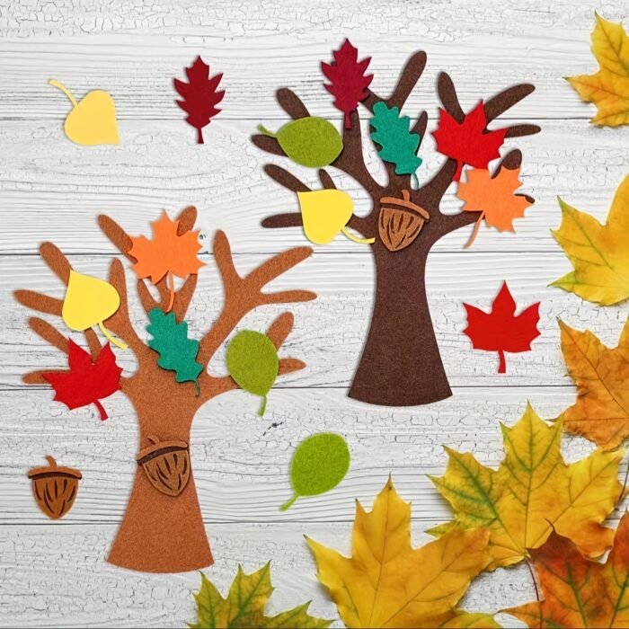 Classic Felt Tree Craft Kit with colourful Autumn Leaves - Image 6