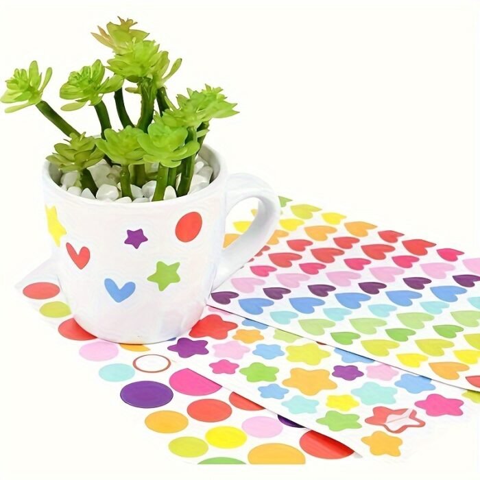 Colorful Heart, Star, and Dot Stickers (18 Sheets) - Image 4