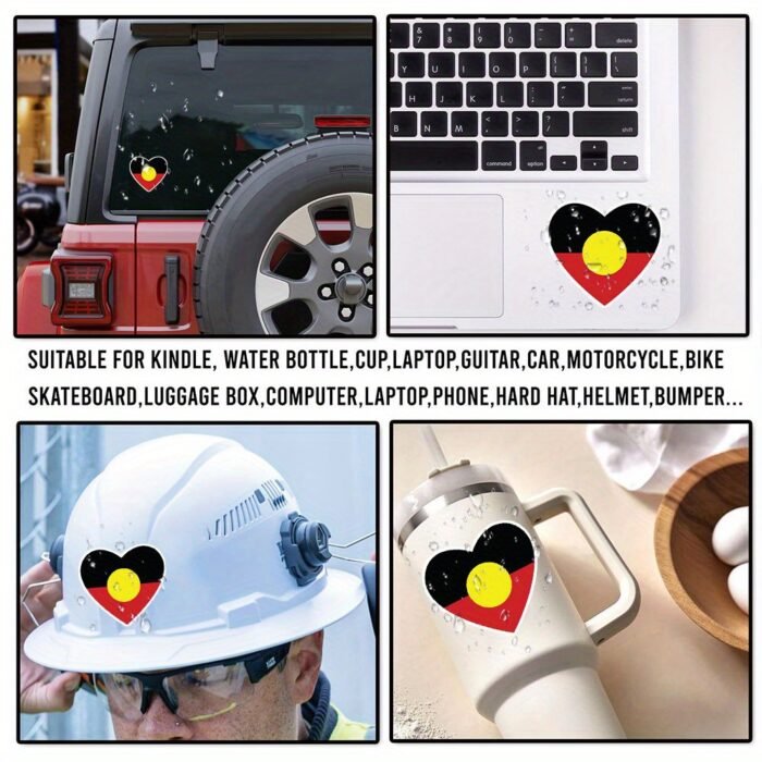 Aboriginal Flag Heart Stickers – For Windows - Image 6