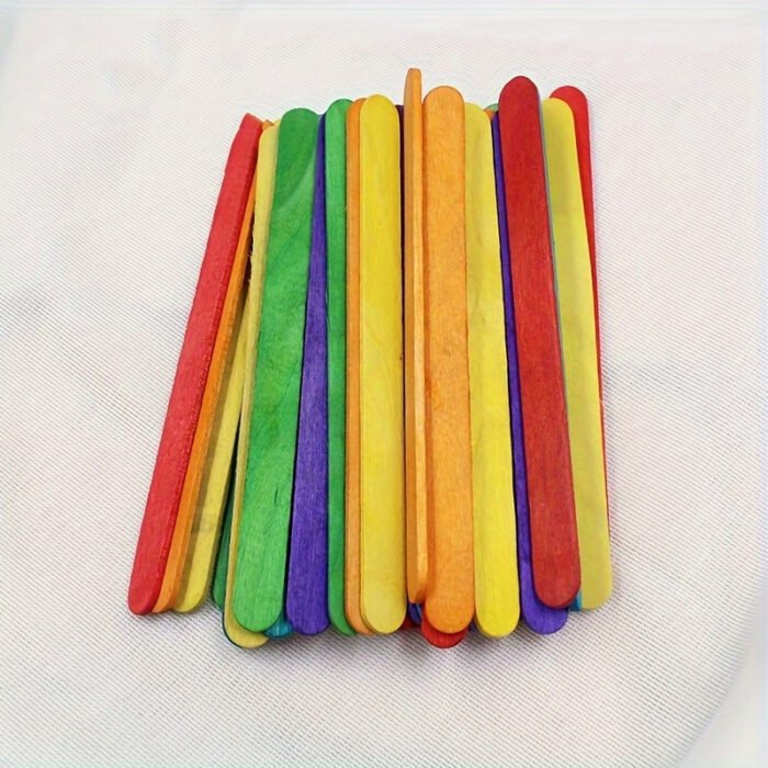 50 Colourful Craft Natural Wood Popsicle Sticks - Image 3