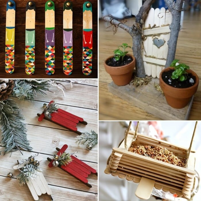 50 Colourful Craft Natural Wood Popsicle Sticks - Image 6