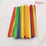 50 Colourful Craft Natural Wood Popsicle Sticks