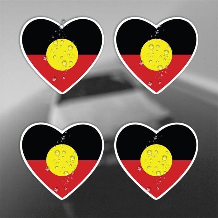 Aboriginal Flag Heart Stickers – For Windows - Image 1