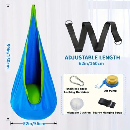 Durable Colourful Nylon Portable Inflatable Hanging Chair with Parachute Canopy