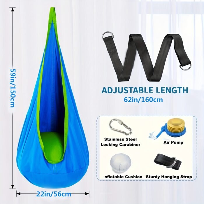 Durable Colourful Nylon Portable Inflatable Hanging Chair with Parachute Canopy - Image 1