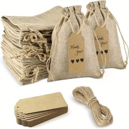 100PCS Burlap Gift Bags