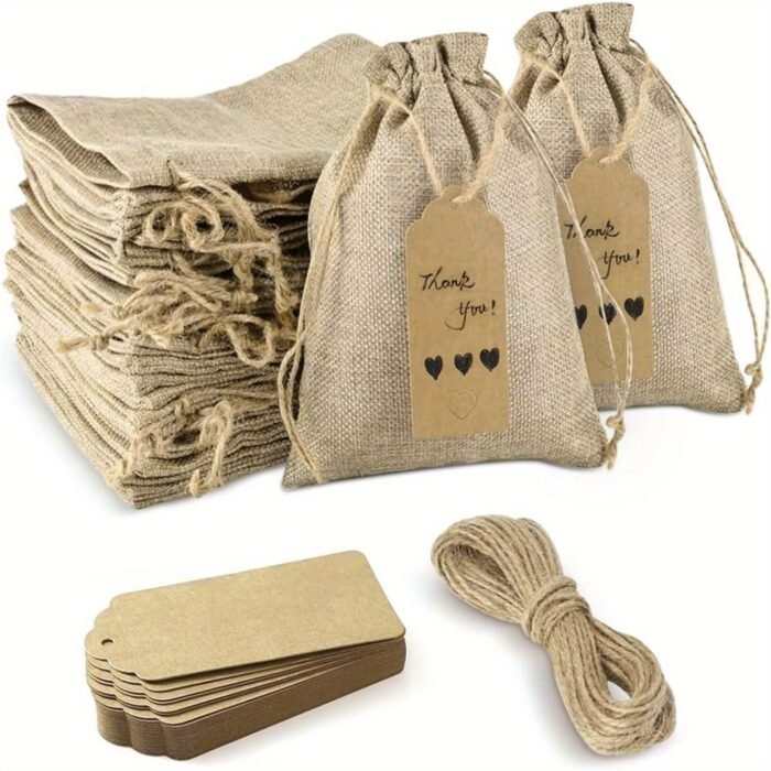 100PCS Burlap Gift Bags - Image 1
