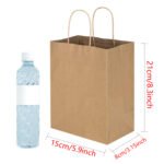 100 Pcs Kraft Paper Bags with Handles 15x8x21cm - Image 3