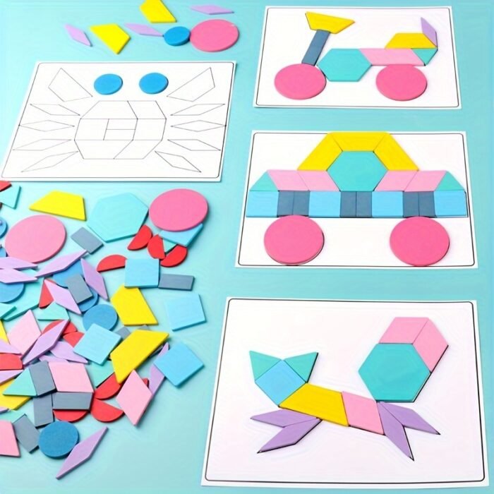 Wooden Geometric Creative Puzzle (180pcs) - Image 1