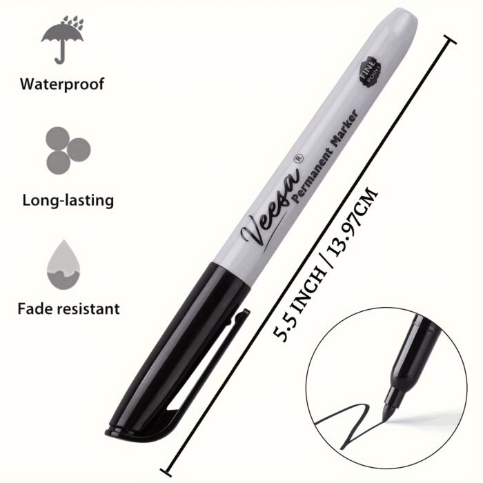 Fine Tip Black Permanent Markers (10 Pack) - Image 3