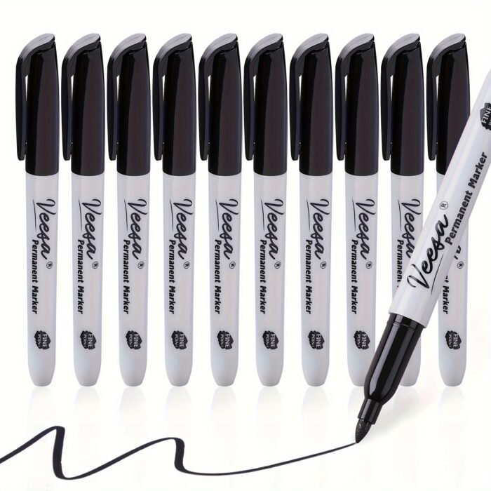 Fine Tip Black Permanent Markers (10 Pack) - Image 1