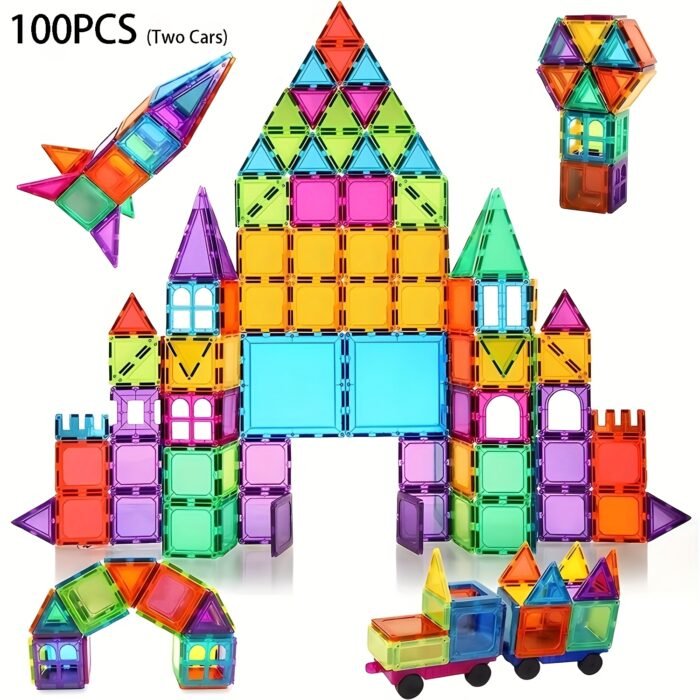 Colourful Geometric Shapes Magnet Tiles( 60/100/120pcs) - Image 5