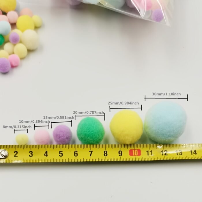 Multicolor Polyester Pom Poms - 10/15/20mm Felt Balls - Image 2