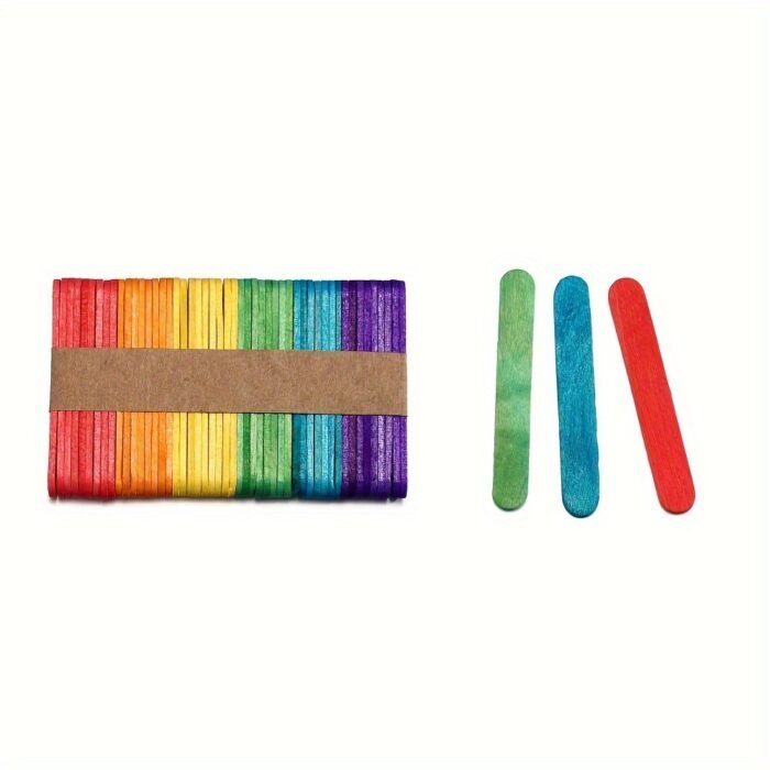 50pcs Colored Wooden Paddle Pop Sticks - Image 3