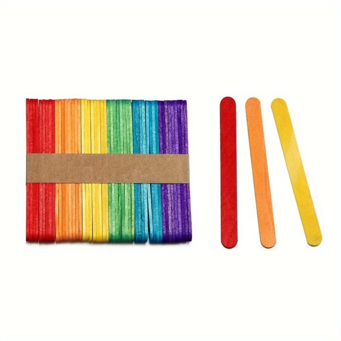50pcs Colored Wooden Paddle Pop Sticks - Image 5