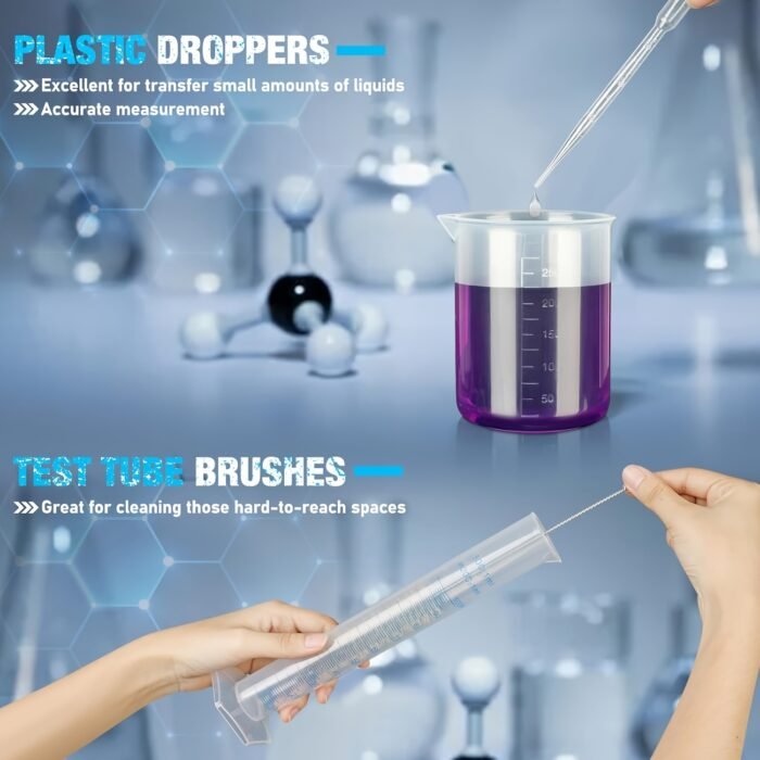 Plastic Measuring Cylinders & Beakers – Laboratory Science Kit (15pcs) - Image 5