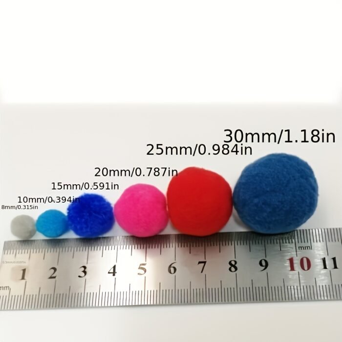 Multicolor Polyester Pom Poms - 10/15/20mm Felt Balls - Image 4