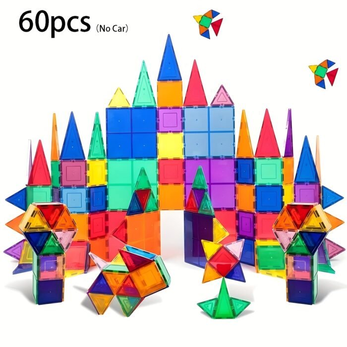 Colourful Geometric Shapes Magnet Tiles( 60/100/120pcs) - Image 3