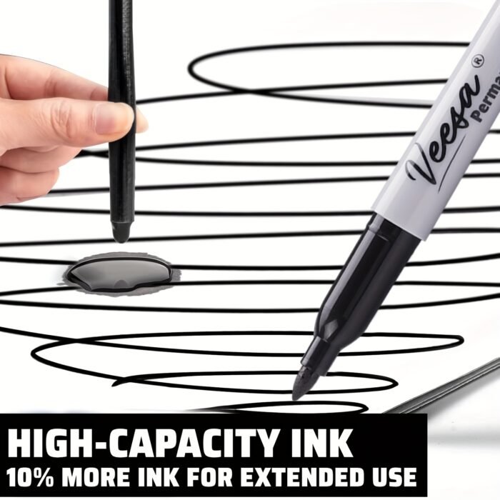 Fine Tip Black Permanent Markers (10 Pack) - Image 2