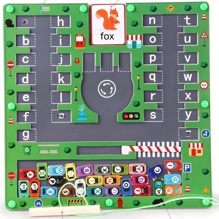 Wooden Magnetic Alphabet Matching Puzzle & Maze Toy - Image 1