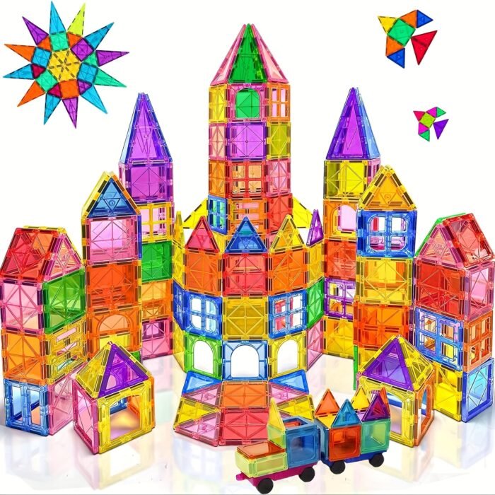 Colourful Geometric Shapes Magnet Tiles( 60/100/120pcs) - Image 1