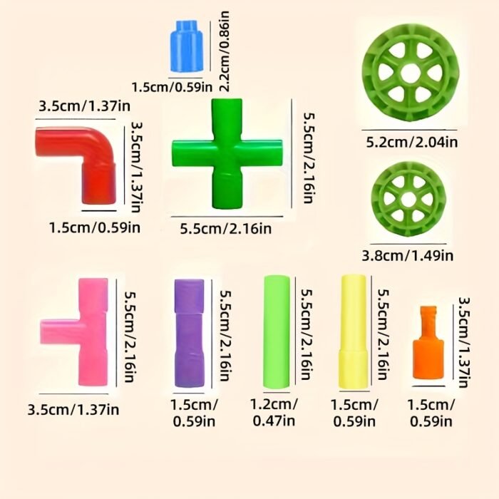 Colourful Water Pipe Building Block Set (50pcs) - Image 6