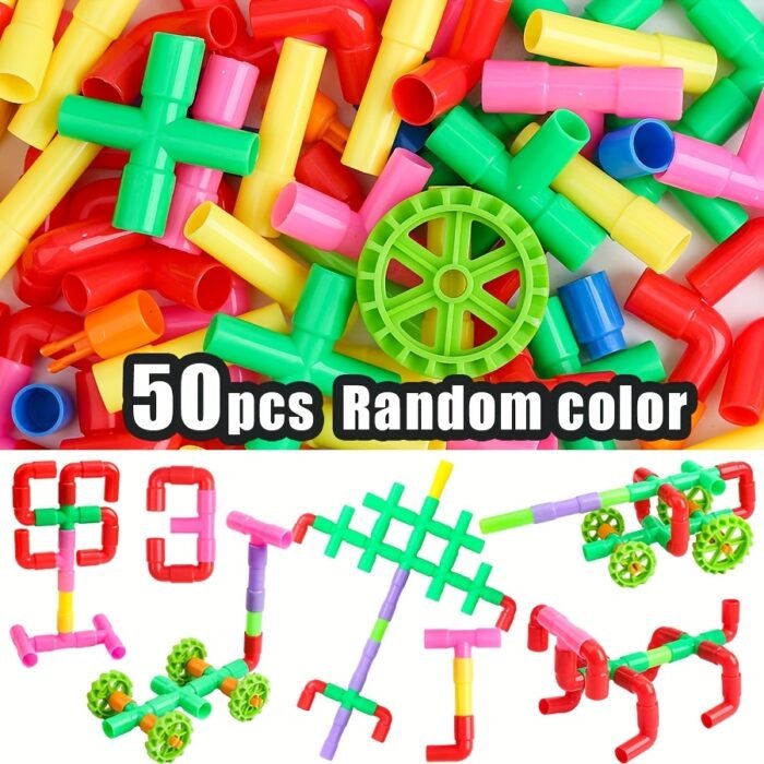 Colourful Water Pipe Building Block Set (50pcs) - Image 4