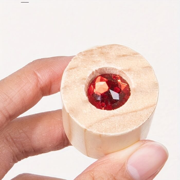 Geometric Wooden Blocks with Acrylic Stones (50pcs) - Image 5