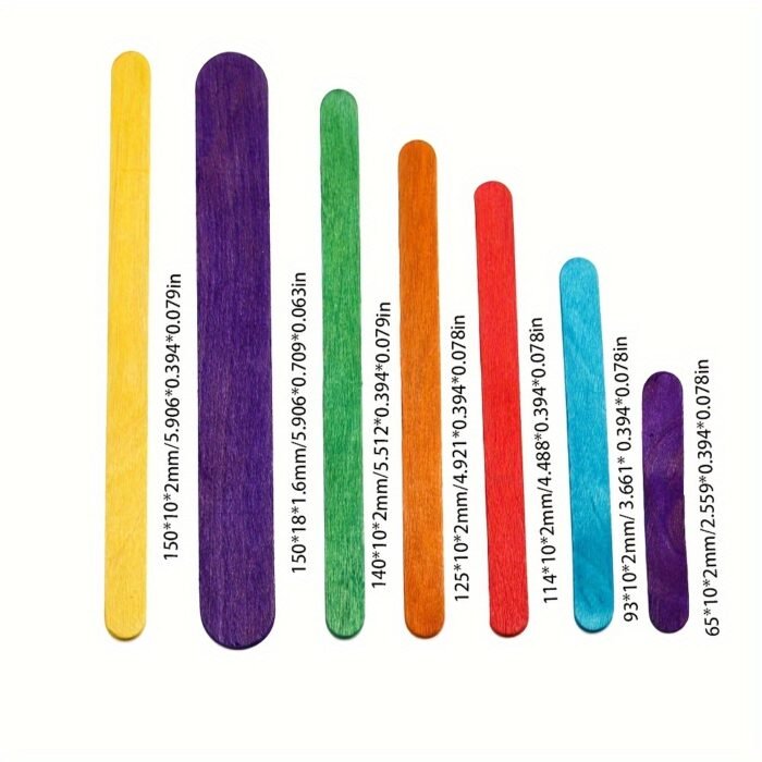 50pcs Colored Wooden Paddle Pop Sticks - Image 2