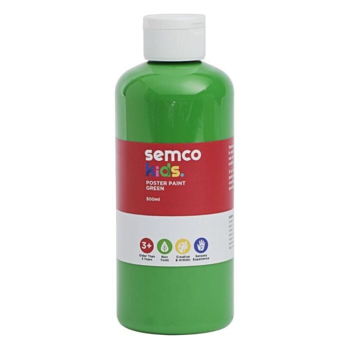 Green Washable Kids Poster Paint 500ml - Image 1
