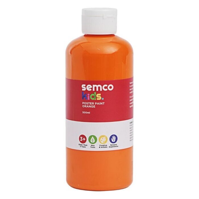 Orange Washable Kids Poster Paint 500ml - Image 1