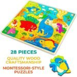 QUOKKA Wooden Dino Puzzles for Kids Ages 3-5 – 28 Pieces - Image 3