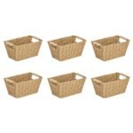 6PK Annabel Trends Papier Woven Basket with Beaded Handle –  (18x28cm)
