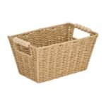 6PK Annabel Trends Papier Woven Basket with Beaded Handle –  (18x28cm) - Image 3