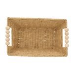 6PK Annabel Trends Papier Woven Basket with Beaded Handle –  (18x28cm) - Image 2