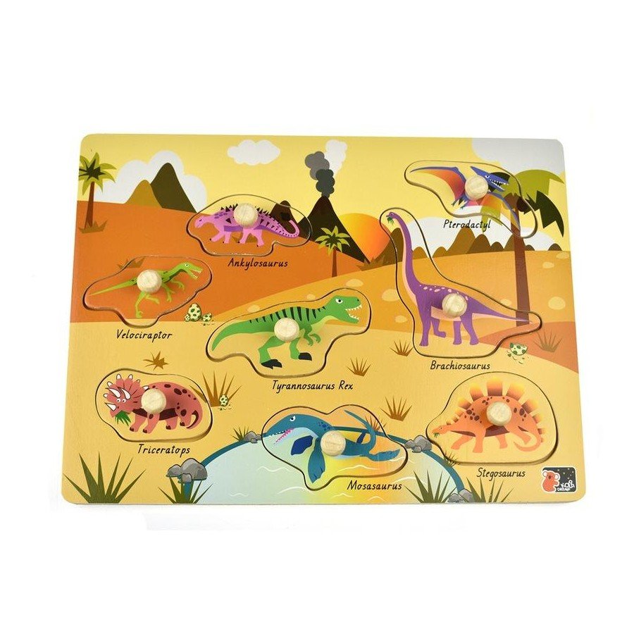 97585997971486 Koala Dream 2 In 1 Dinosaur Peg Wooden Puzzle - Image 1
