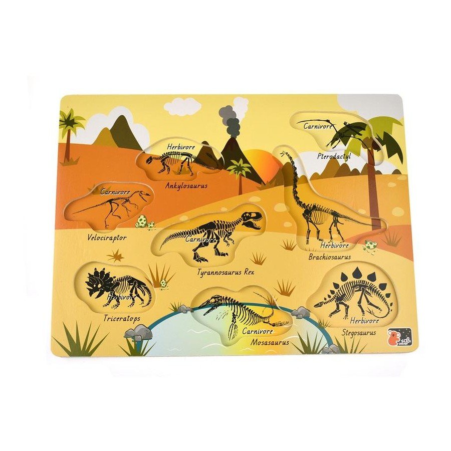 97586001379358 Koala Dream 2 In 1 Dinosaur Peg Wooden Puzzle - Image 4