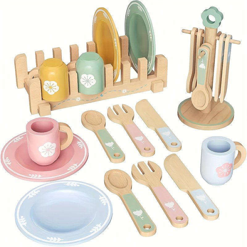 product-fancy-1c1e0386-60cb-49b2-9c6c-31b45e297f39 Little Chefs Wooden Tableware Playset - Image 1