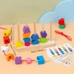 Wooden Lacing & Stacking Shapes Activity Set - Image 2