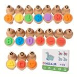 Wooden Alphabet, Number & Shape Learning Stamp Set - Image 3
