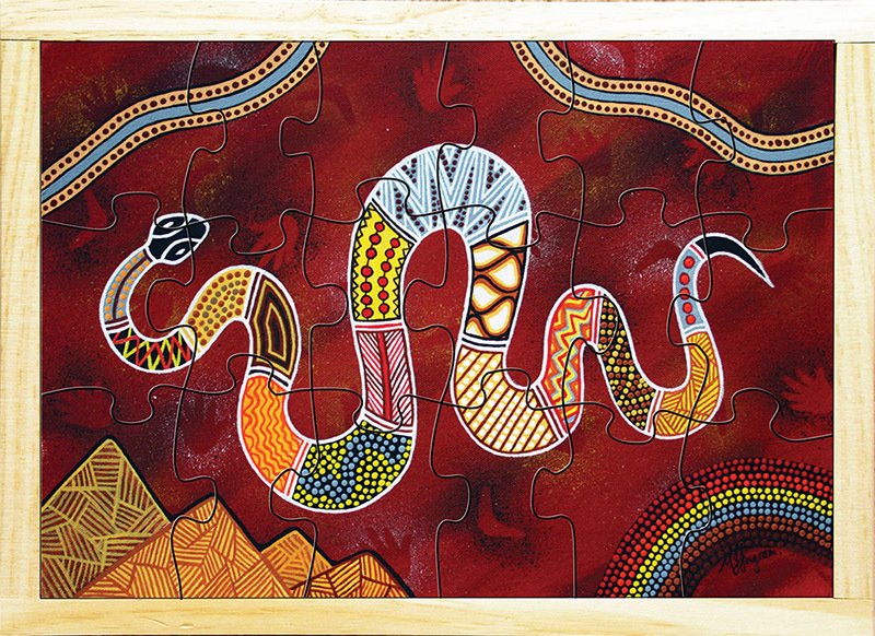 132238 Aboriginal Art Puzzle – The Rainbow Serpent (18pcs) - Image 1