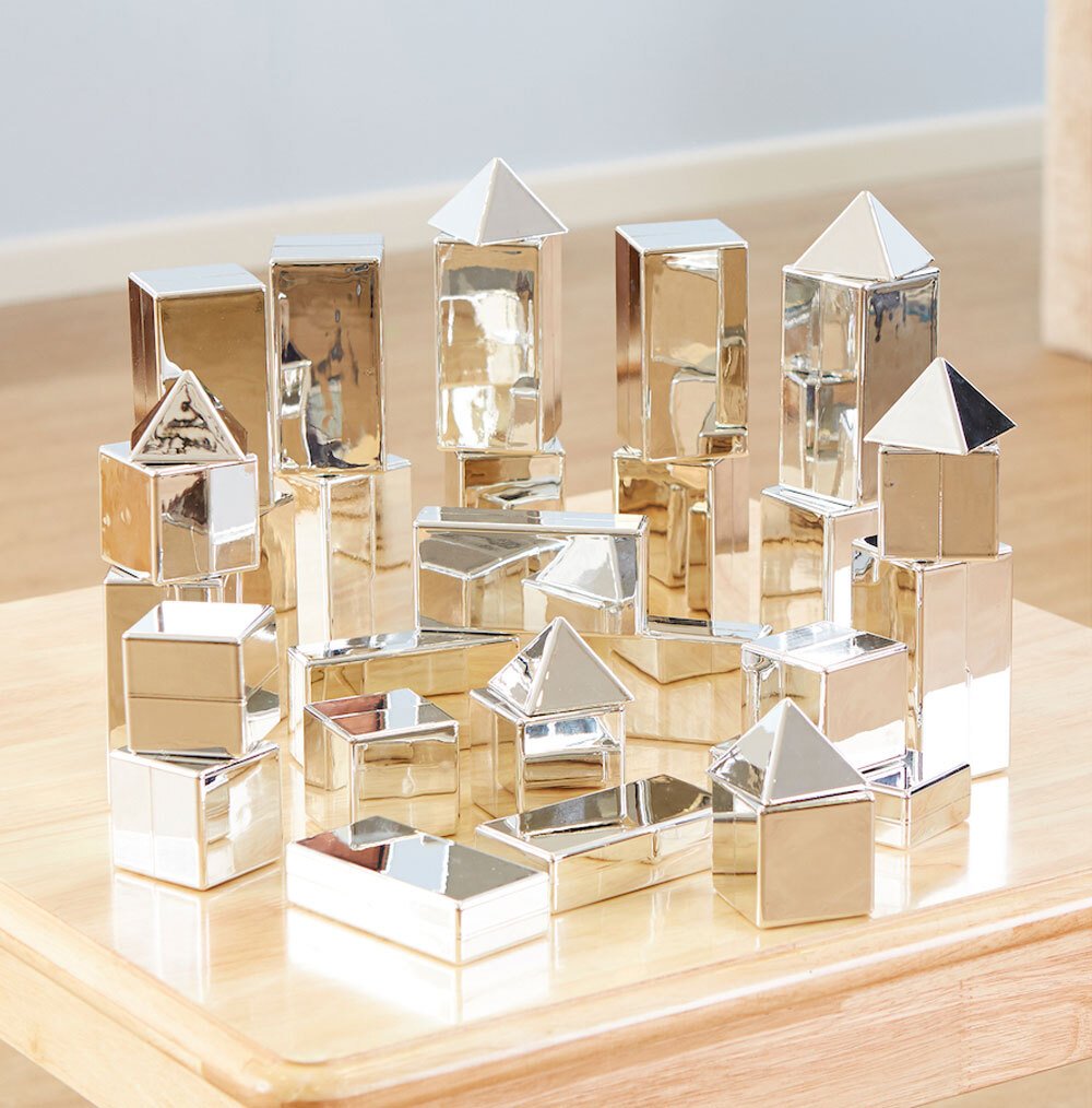 132412 Metallic Silver 3D Construction Blocks – 32 Piece Set - Image 3