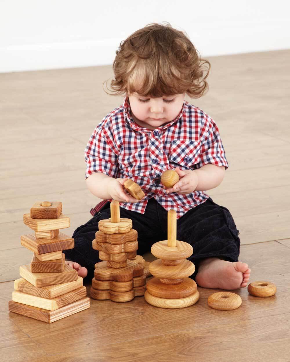 132420 (1) Wooden Manipulative Stacking Pyramids - Set of 3 - Image 2