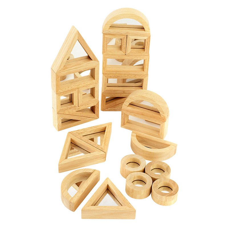 132569 (1) Wooden Mirror Blocks – Set of 24 - Image 1