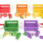 Wooden Sorting Fruit & Vegetable Crates – 28 Piece Set
