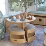 Koala Kids Round Wooden Table – with 4 Padded Stools - Image 3
