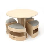 Koala Kids Round Wooden Table – with 4 Padded Stools