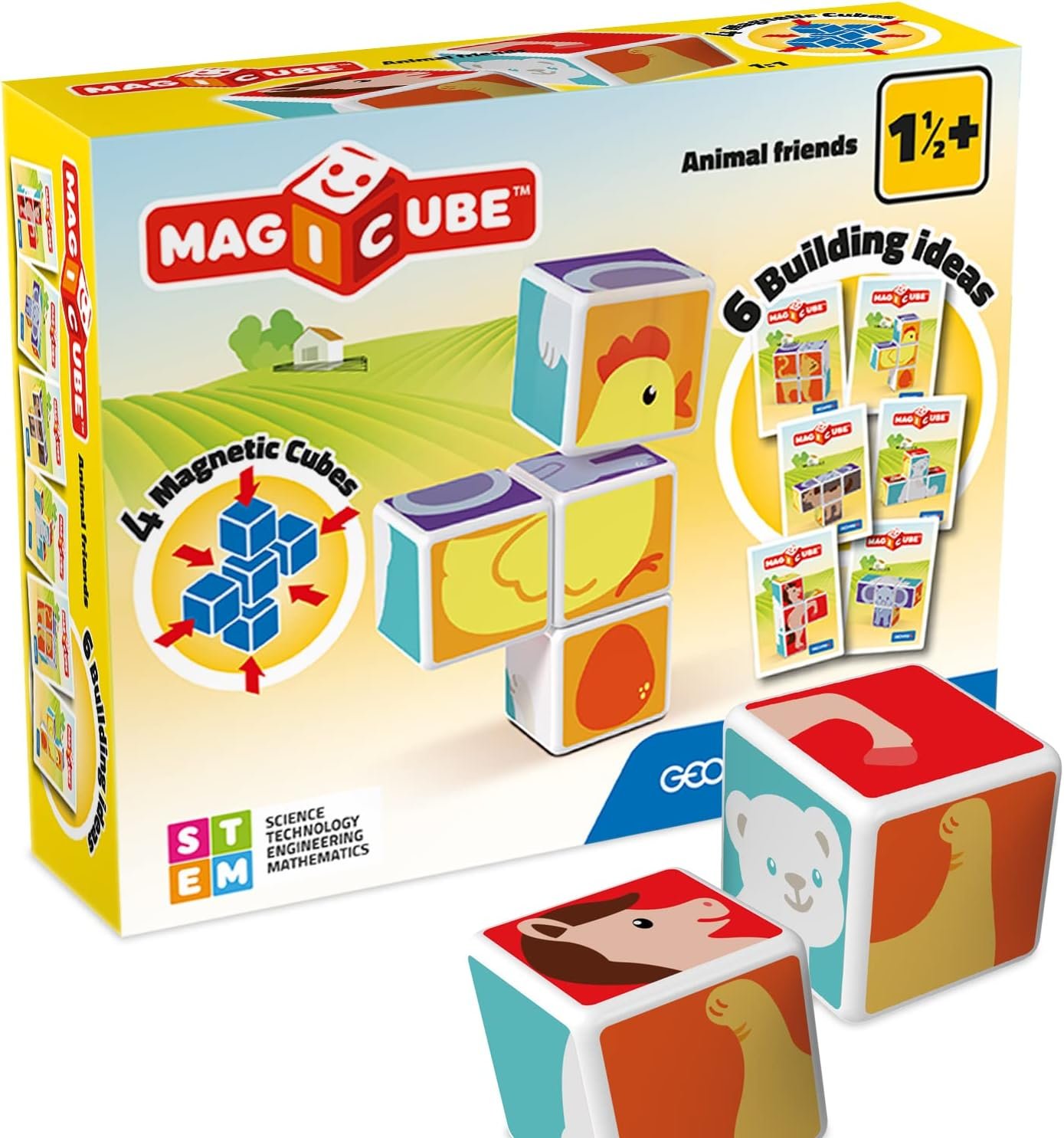 71eX5TW2GaL._AC_SL1500_ Magicube Animal Friends – Magnetic Construction Cubes (1Yr+) - Image 1